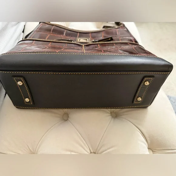 Dooney & Bourke Crocodile Leather Hobo Shoulder Bag Cognac - Picture 12 of 14